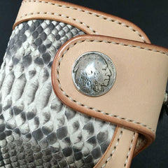 Handmade Leather Biker Wallet Mens Cool Short Chain Wallet Trucker Wallet with Chain - imessengerbags