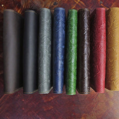 Handmade Leather Floral Mens Cool Travel Long Wallet Card Holder Card Slim Clutch Wallets for Men - imessengerbags