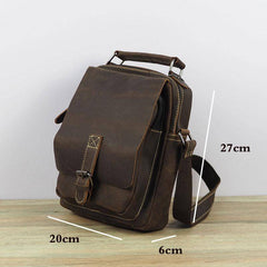 Cool Leather Mens Small Messenger Bag Side Bag Small Vintage Shoulder Bag for Men