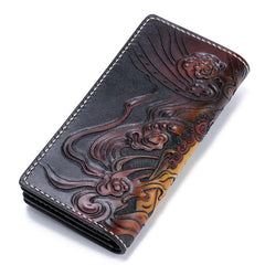 Handmade Leather Buddha&Demon Mens Chain Biker Wallet Cool Leather Wallet With Chain Wallets for Men