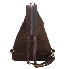 Vintage Large Brown Leather Men's Sling Bag Chest Bag One Shoulder Backpack For Men - imessengerbags