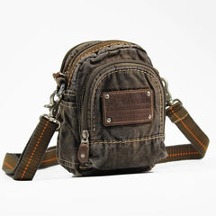 Canvas Black Mens Small Vertical Postman Bag Belt Pouch Messenger Bags Belt Bag For Men - imessengerbags
