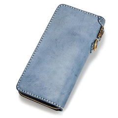 Handmade Leather Mens Chain Biker Wallet Cool Leather Wallet Long Phone Wallets for Men - imessengerbags