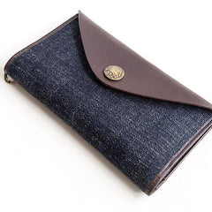 Genuine Leather Jean Mens Cool Long Leather Wallet Men Cards Wallets Bifold for Men