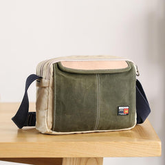 Canvas Leather Mens Womens Green Small 10'' Side Bag Blue Messenger Bag Small Courier Bag For Men - imessengerbags