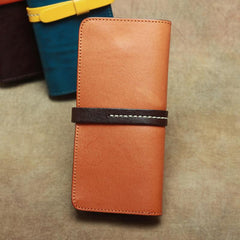 Vintage Leather Men's Bifold Long Wallet Black Brown Blue Long Wallet For Men - imessengerbags
