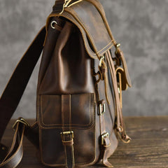 Handmade Leather Mens Cool Backpack Sling Bag Large Travel Bag Hiking Bag for men