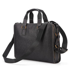 Fashion Black Leather Men's Briefcase Professional Briefcase 15‘’ Black Laptop Briefcase For Men - imessengerbags