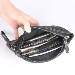 Handmade Leather Mens Black Cool Long Wallet Wirstlet Bag Ultra Thin Clutch Wallet for Men - imessengerbags