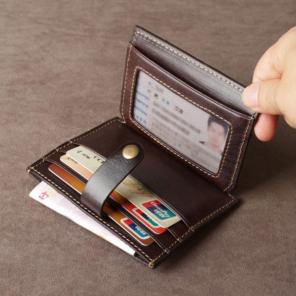 Genuine Leather Mens Cool Slim Front Pocket Wallet Leather Wallet Men Small Wallets  for Men - imessengerbags