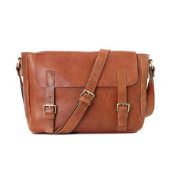 Brown Leather Mens Casual Courier Bags Messenger Bags 10 inches Postman Bag For Men - imessengerbags