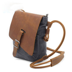 Cool Mens Waxed Canvas Leather Small Courier Bags Canvas Side Bags for Men - imessengerbags
