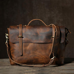 Handmade Leather Mens Cool Messenger Bag Briefcase Work Bag Business Bag Laptop Bag for men - imessengerbags