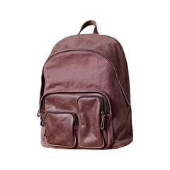 Cool Red Canvas Leather Mens Womens Backpack Canvas Brown Travel Canvas Backpack School Backpack for Women