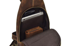 Cool Leather Chest Bag Sling Bag Sling Crossbody Bag Travel Bag Hiking Bags For Men