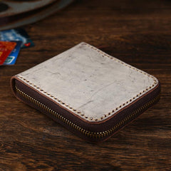 Retro Handmade Mens Zipper Black billfold Wallet Brown Bifold Card Wallet Small Wallet For Men