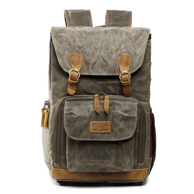 GREEN LARGE CANVAS WATERPROOF MENS CANON CAMERA BACKPACK DSLR CAMERA BAG NIKON CAMERA BAG DSLR CAMERA BAG - imessengerbags