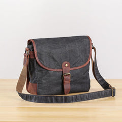 Canvas Mens Small Side Bag 10'' Courier Bag Black Postman Bag Messenger Bag for Men - imessengerbags
