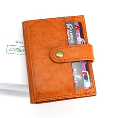 Leather Mens Front Pocket Wallet Card Wallet Small Slim Wallet Change Wallet for Men - imessengerbags