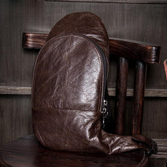 Cool Brown Leather Mens  Sling Bags Brown Crossbody Pack Chest Bag for men - imessengerbags