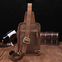 Cool Mens Leather Sling Bag One Shoulder Backpack Sling Crossbody Bag For Men