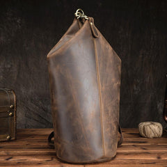 Cool Mens Leather Barrel Chest Bags Bucket Sling Bag One Shoulder Backpack For Men