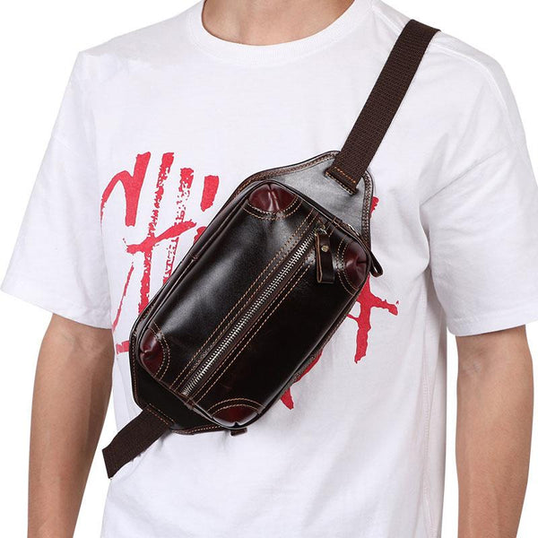Vintage Coffee Brown LEATHER MENS FANNY PACK FOR MEN BUMBAG Vintage WAIST BAGS - imessengerbags