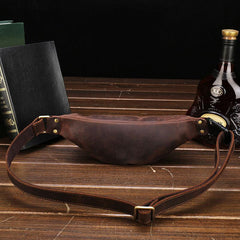 Vintage Brown Leather Men's Fanny Pack Waist Bag Brown Hip Pack Chest Bag For Men