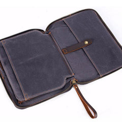 Cool Waxed Canvas Leather Mens Wristlet Bag Work Clutch Zipper Bag for Men
