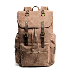 Cool Canvas Leather Mens Womens College 14'' Green Backpack Travel Backpack Computer Backpack for Men - imessengerbags