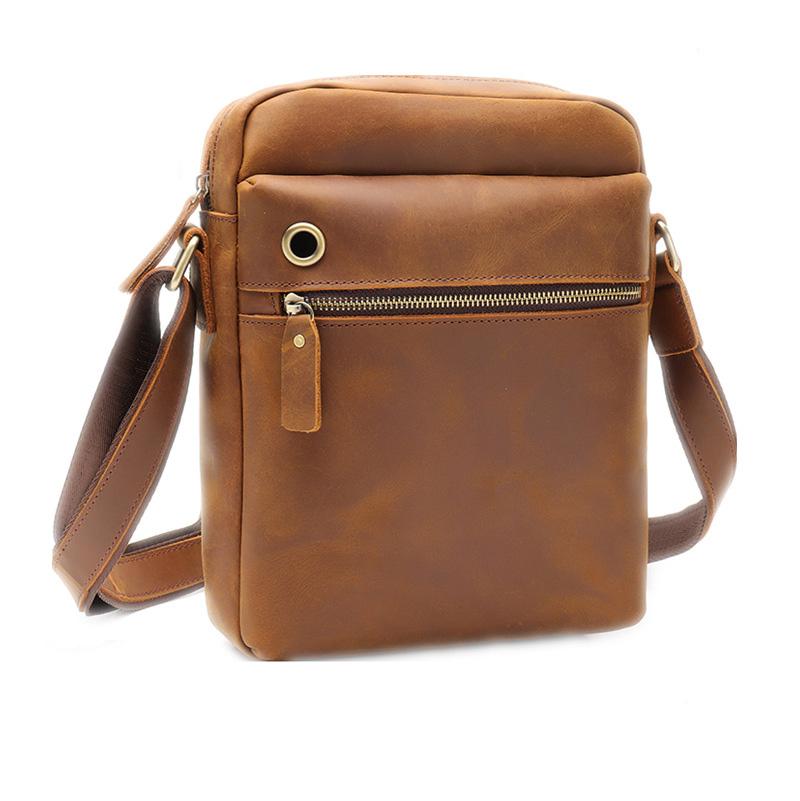 Brown Leather Small Small Saddle Messenger Bag Mini Shoulder Bag Side –  imessengerbags
