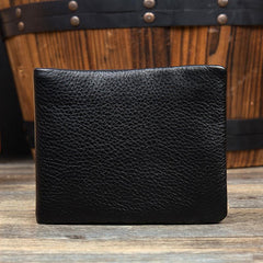 Dark Brown Cool Leather Mens Bifold Thin Front Pocket billfold Wallet Black Slim Small Wallet for Men - imessengerbags