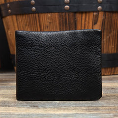 Dark Brown Cool Leather Mens Bifold Thin Front Pocket billfold Wallet Black Slim Small Wallet for Men