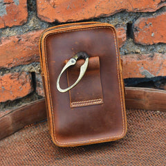 Cool Leather Men's Cell Phone Holster Belt Pouch Belt Bag Waist Bag For Men