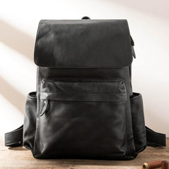 Black Leather Men's 15 inches Large Computer Backpack Gray Large Travel Backpack Black Large College Backpack For Men - imessengerbags