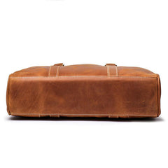 Vintage Brown  Leather Men's Professional Briefcase 14inch Computer Briefcase Handbag For Men - imessengerbags
