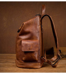 Cool Brown Mens Leather 15-inch Computer Backpacks Fashion Travel Backpacks School Backpack for men - imessengerbags