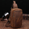 Vintage Brown Leather Men's Sling Bags Chest Bag One Shoulder Backpack For Men - imessengerbags