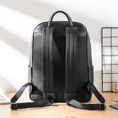Cool Black Mens Leather School Backpacks Travel Backpacks 15-inch Laptop Backpack for men - imessengerbags