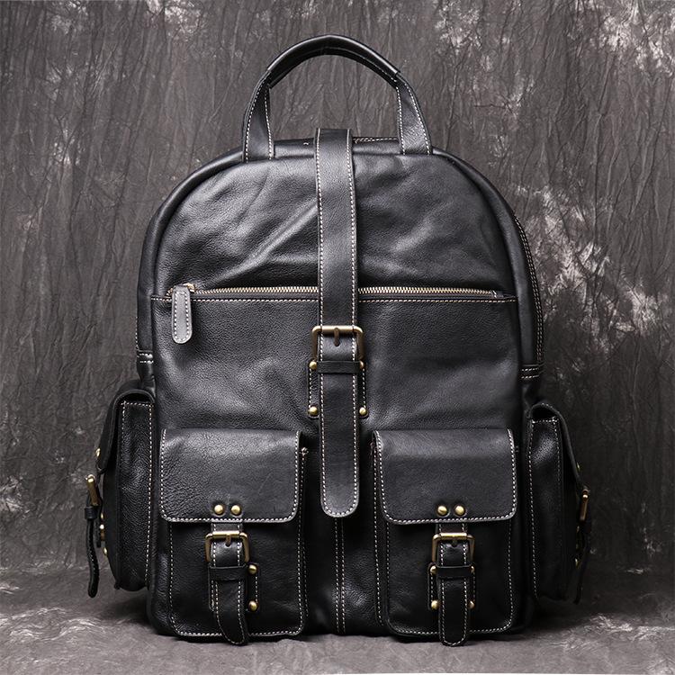 Cool Leather Mens 15inch Computer Bag Satchel Backpacks Travel Backpack Backpack for Men - imessengerbags