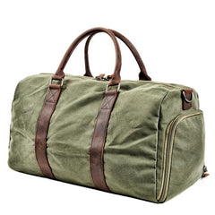 Waxed Canvas Leather Mens Large Travel Weekender Bag Waterproof Duffle bag for Men