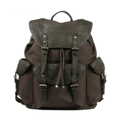 Fashion Canvas Leather Mens Backpack School Backpack Black Canvas Travel Backpack For Men