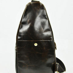 Vintage Leather Mens Sling Bag One Shoulder Backpack Chest Bag Sling Backpack for men