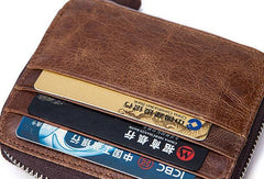Cool Leather Small Slim Zipper Wallet billfold Wallet Card Wallets For Men - imessengerbags