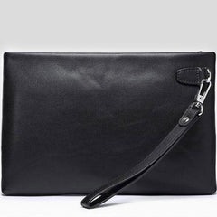 Handmade Leather Mens Clutch Cool Slim Wallet Zipper Clutch Wristlet Wallet for Men