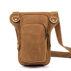 Brown Leather 8 inches Mens Small Messenger Bags Chest Bags Sling Bags for Men - imessengerbags