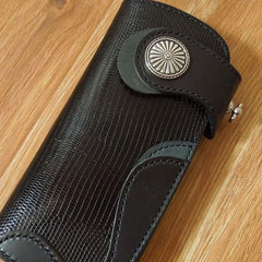 Handmade Leather Biker Wallet Mens Cool Chain Wallet Trucker Wallet with Chain