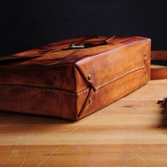 Handmade Vintage Brown Leather Mens Messenger Bag Shoulder Bag for Men - imessengerbags