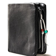 Genuine Leather Mens Cool billfold Leather Wallet Men Small Wallets Bifold for Men - imessengerbags