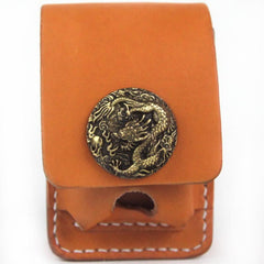 Black Handmade Leather Mens Cool Belt Cigarette Case Holder Cigarette Lighter Case For Men